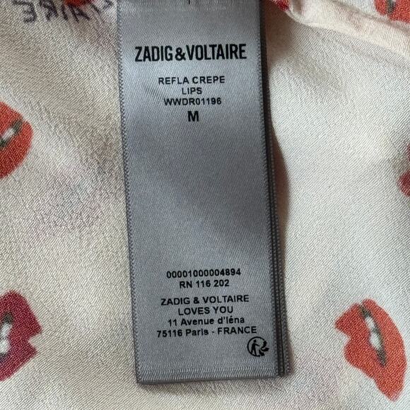 Zadig & Voltaire Refla Lip Print Crepe‎ Mini Dress Size Medium - Picture 7 of 9